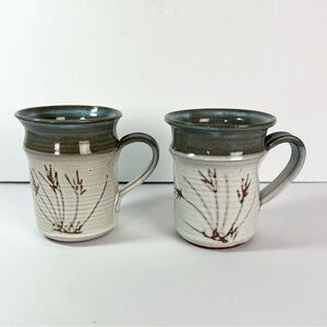 Pottery mugs set of two handmade art pottery potter cups Signed